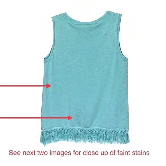 Sail to Sable Knit Fringed Sleeveless Sweater Size Small Aqua New NWT **w/FLAW - Picture 3 of 10